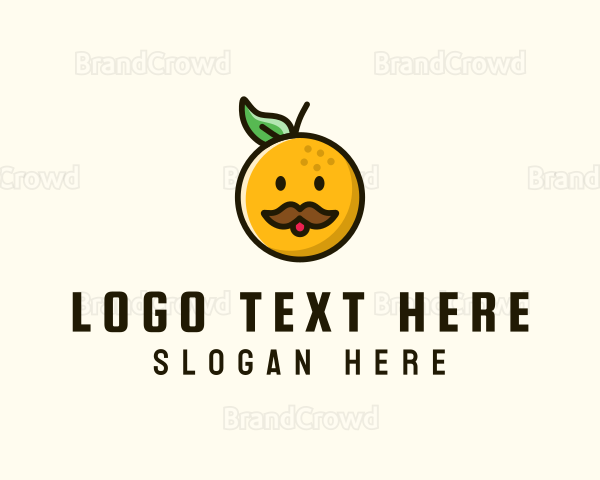 Orange Man Mustache Logo