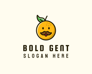 Orange Man Mustache logo design