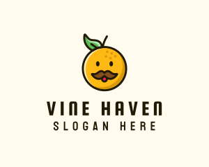 Orange Man Mustache logo design