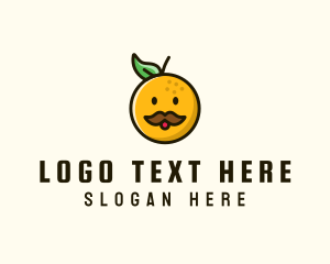 Man - Orange Man Mustache logo design