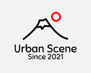 Scene - Volcano Mountain Outline logo design