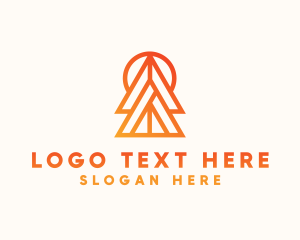 Woods - Orange Pine Tree logo design