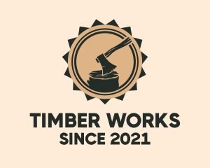 Logger - Lumber Ax Stamp logo design