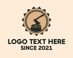 Wheel Saw - Lumber Ax Stamp logo design