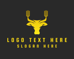 Meat Shop - Yellow Bull Fork logo design