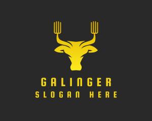 Meat - Yellow Bull Fork logo design
