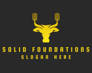 Butcher - Yellow Bull Fork logo design