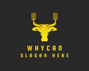 Cow - Yellow Bull Fork logo design