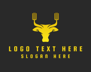Bull Horns - Yellow Bull Fork logo design