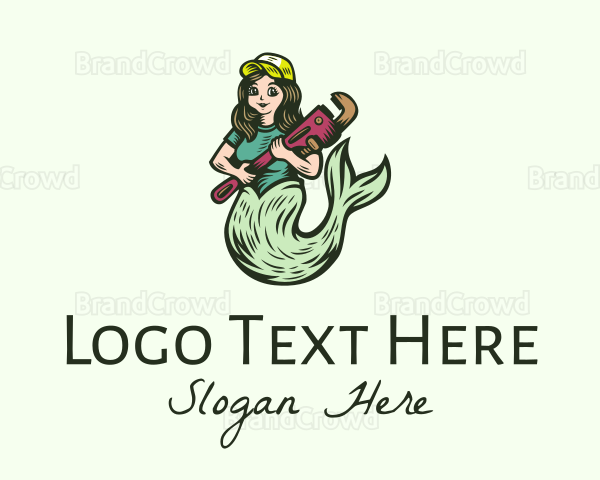 Woman Mermaid Mechanic Logo
