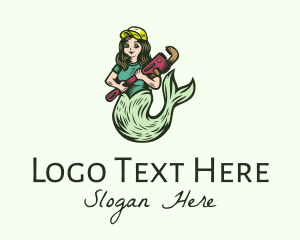 Power Tools - Woman Mermaid Mechanic logo design