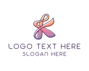 Ribbon - Cursive Letter K logo design