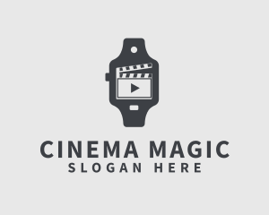 Movie - Clapperboard Movie Watch logo design