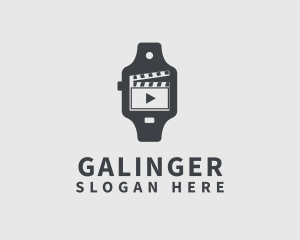 Clock - Clapperboard Movie Watch logo design