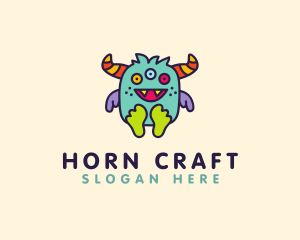 Cute Baby Horned Monster logo design