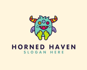 Horned - Cute Baby Horned Monster logo design