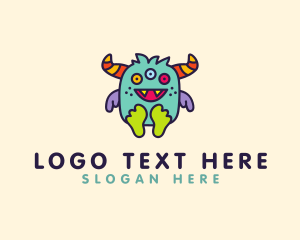 Horn - Cute Baby Horned Monster logo design