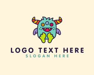 Cute Baby Horned Monster Logo