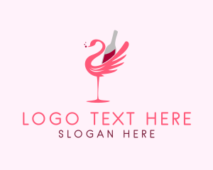 Champagne - Flamingo Wine Beverage logo design