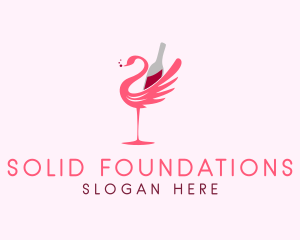 Swan - Flamingo Wine Beverage logo design