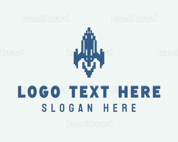 Rocket Ship Retro Gaming Logo