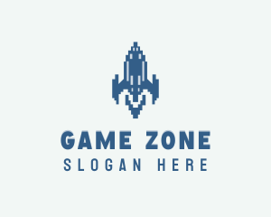 Rocket Ship Retro Gaming logo design