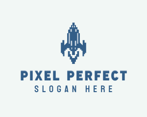 Rocket Ship Retro Gaming logo design