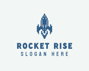 Rocket Ship Retro Gaming logo design