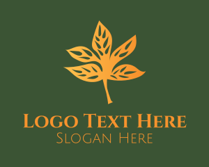 Vegan - Orange Fall Leaf logo design