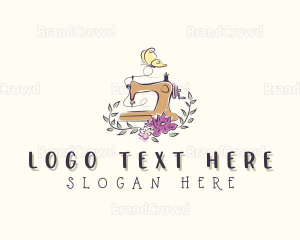 Floral Butterfly Sewing Machine Logo