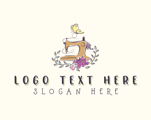Sewing - Floral Butterfly Sewing Machine logo design