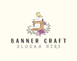 Floral Butterfly Sewing Machine logo design