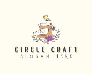 Floral Butterfly Sewing Machine logo design