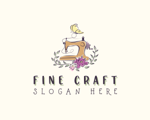 Floral Butterfly Sewing Machine logo design