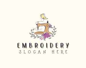 Floral Butterfly Sewing Machine logo design