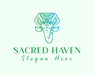 Sacred Mandala Elephant logo design