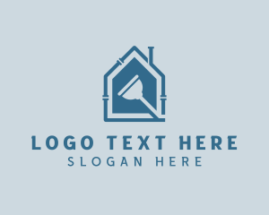 House - Plumbing Plunger Repair logo design