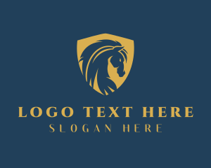 Equestrian - Golden Horse Shield logo design