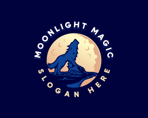 Midnight - Moon Midnight Wolf logo design