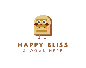 Happy Bread Slice Bakery logo design