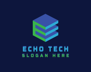 Tech Cube Letter E logo design