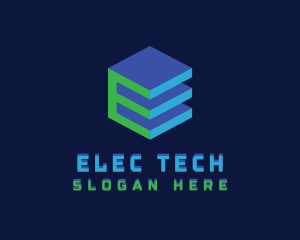 Tech Cube Letter E logo design