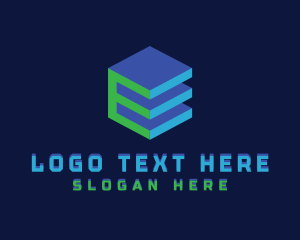 Telecommunication - Tech Cube Letter E logo design