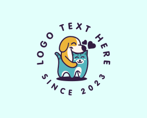Pet Shop - Smiling Cat Dog Heart logo design