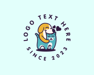 Smiling - Smiling Cat Dog Heart logo design