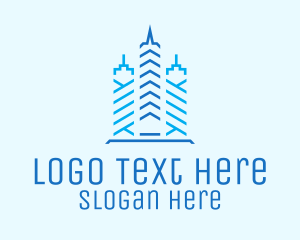 Skyscraper - Blue Tower Condominium logo design