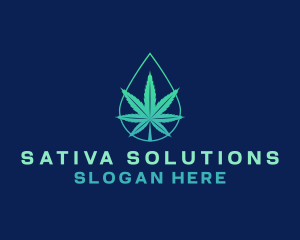 Sativa - Marijuana Weed Droplet logo design