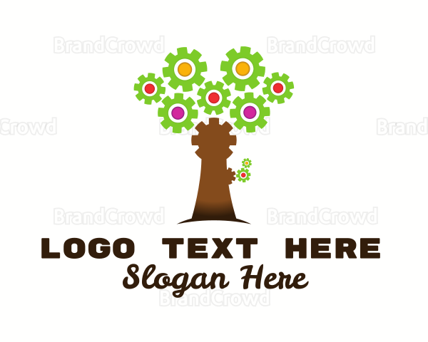 Industrial Cogwheel Tree Logo