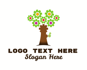 Tree Planting - Industrial Cogwheel Tree logo design