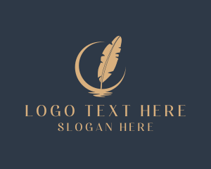 Bookstore - Moon Feather Quill logo design